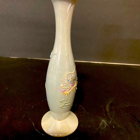 Vintage Blue Lusterware Dragon ware Bud Vase - Picture 4 of 12